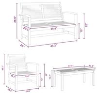 Tuinbankenset 4 pcs Naturel Massief Teakhout - thumbnail