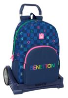 Schoolrugzak met Wielen Benetton Damero Marineblauw 30 x 46 x 14 cm - thumbnail