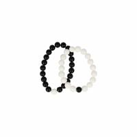 Edelsteen Armband Onyx/ Sneeuwkwarts Yin-Yang (set van twee) - thumbnail