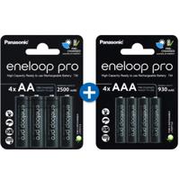 Panasonic Eneloop Pro Combi pack - 4 x AA en 4 x AAA oplaadbare batterijen met opbergdoosjes - thumbnail