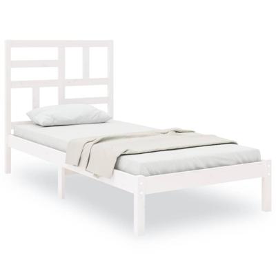Bedframe massief hout wit 90x200 cm