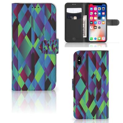 Apple iPhone Xs Max | Book Case | Abstract Green Blue