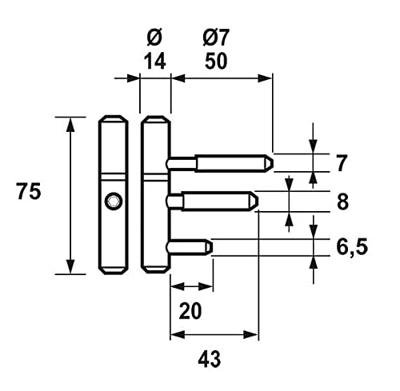AXA inboorpaumelle 14mm - voor houten kozijnen - 2st 1177-10-37/0TE