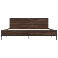 Bedframe bewerkt hout metaal bruin eikenkleur 200x200 cm - thumbnail