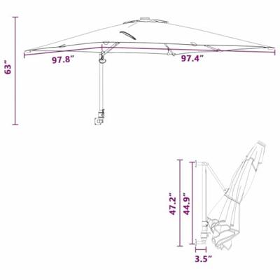 Tuinparasol Zwart 248.5 x 247.5 x 160 cm Stof Tuinparasol Zwart 248.5 x 247.5 x 160 cm Stof
