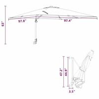 Tuinparasol Bordeauxrood 248.5 x 247.5 x 160 cm Stof - thumbnail