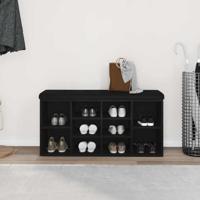 Opbergbank 100x30x48 cm bewerkt hout zwart eikenkleurig - thumbnail