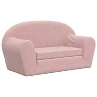 Kinderslaapbank 2-zits zacht pluche roze - thumbnail