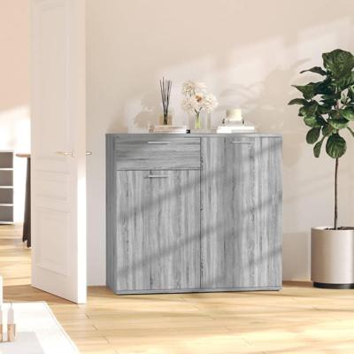 Dressoir 80x36x75 cm bewerkt hout grijs sonoma eikenkleurig