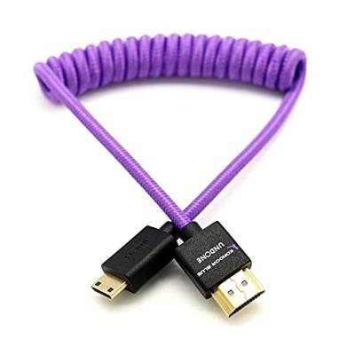 Kondor Blue Gerald Undone Mini HDMI naar Full HDMI-kabel 12"-24" gekruld, paars