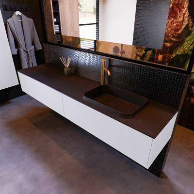 Badkamermeubelset Mondiaz Erin 200 cm met 2 Lades met RIDGE Wastafel Rechts Urban met 1 kraangat Greeploos Mat Cale Badkamermeubelset Mondiaz Erin 200 cm met 2 Lades met RIDGE Wastafel Rechts Urban met 1 kraangat Greeploos Mat Cale