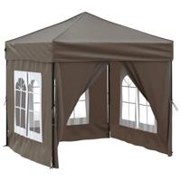 Partytent inklapbaar met zijwanden 2x2 m taupe - thumbnail