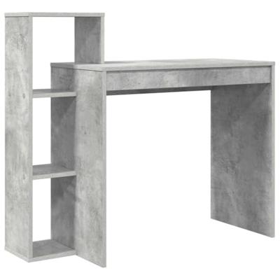 Bureau met plank Betongrijs 100 x 40 x 90 cm Bewerkt hout