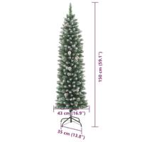 VidaXL Kunstmatige slanke kerstboom met 150 led groen en wit 150 cm - thumbnail