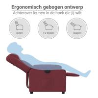 Fauteuil verstelbaar elektrisch stof wijnrood - thumbnail