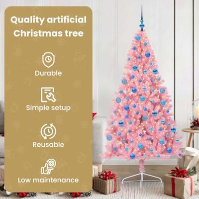 VidaXL Kunstmatig voorverlicht kerstboom met 300 led roze 180 cm pvc