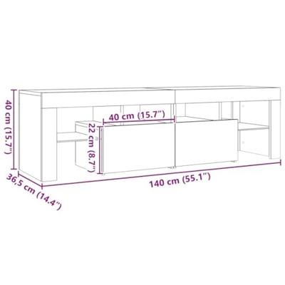 Tv-meubel met LED 140x36,5x40 cm bewerkt hout zwart eiken