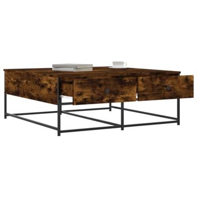 Salontafel 100x99x40 cm bewerkt hout gerookt eikenkleurig