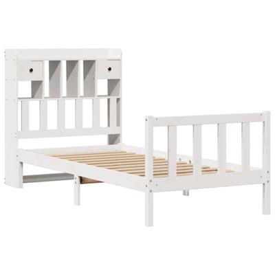 Bed met boekenkast zonder matras grenenhout wit 90x200 cm