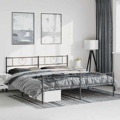 Bedframe met hoofd- en voeteneinde metaal zwart 183x213 cm