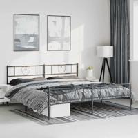 Bedframe met hoofd- en voeteneinde metaal zwart 183x213 cm - thumbnail