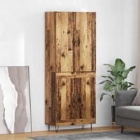 Hoge kast 2 pcs Oudhout Geëngineerd hout en glas - thumbnail