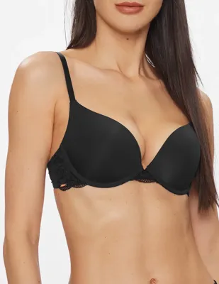 Push up / Plunge BH met beugel - Rosa - Kanten bh band - 3/4 cup - Decollete Bh