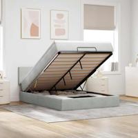 Ottoman bed met matras en LED's 160x200cm fluweel lichtgrijs - thumbnail