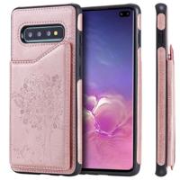 Voor Galaxy S10 PLUS kat boom reliëf patroon schokbestendige beschermende case met kaartsleuven & fotolijstjes (Rose goud) - thumbnail