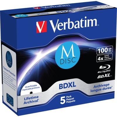 Verbatim 43834 M-Disc Blu-ray 100 GB 1 stuk(s) Jewelcase Bedrukbaar Verbatim 43834 M-Disc Blu-ray 100 GB 1 stuk(s) Jewelcase Bedrukbaar