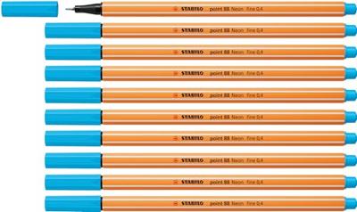 Fineliner stabilo point 88/031 f neon blauw | 10 stuks