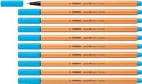 Fineliner stabilo point 88/031 f neon blauw | 10 stuks - thumbnail