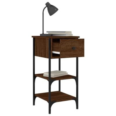 Nachtkastjes 2 st 34x36x70 cm bewerkt hout bruineikenkleurig