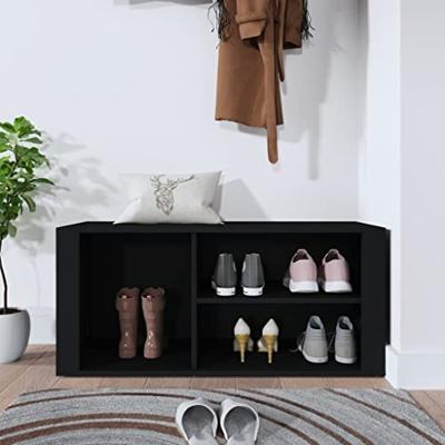 VidaXL Schoenenkast 100x35x45 cm bewerkt hout zwart VidaXL Schoenenkast 100x35x45 cm bewerkt hout zwart