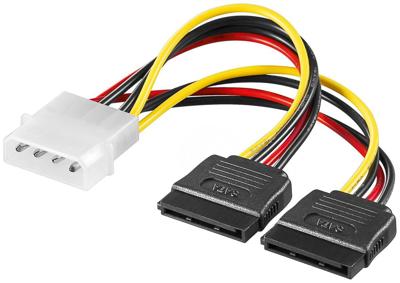 MicroConnect SATA Power 4pin-2x15pin 0,2m