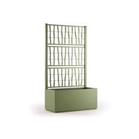 Ethica rechthoekige bloembak 80 cm met groen traliewerk - thumbnail