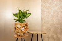 TS Collection bloempot cotton metaal 15x12cm cream - thumbnail