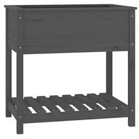 VidaXL Plantenbak met schap 82,5x54x81 cm massief grenenhout grijs - thumbnail