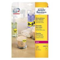 Avery afneembare neon etiketten ft 63,5 x 29,6 mm (b x h), doos van 675 stuks (25 vel van 27), neongeel - thumbnail