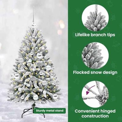 Kunstkerstboom met 150 LED Groen en Wit 120 cm PVC en Metaal