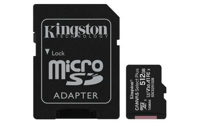 Micro SD geheugenkaart met adapter Kingston SDCS2/512GB 512 GB Micro SD geheugenkaart met adapter Kingston SDCS2/512GB 512 GB