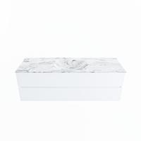 MONDIAZ VICA-DLUX 150cm badmeubel onderkast Talc 2 lades. Inbouw wastafel CLOUD midden zonder kraangat, kleur Glace. - thumbnail