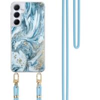 Samsung Galaxy A35 hoesje met blauw koord - Marble sea - thumbnail