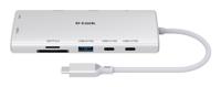 D-Link DUP-A01 USB-C (USB 3.2 Gen 1) multiport hub Met USB-C stekker, USB-C PD laadaansluiting Wit - thumbnail