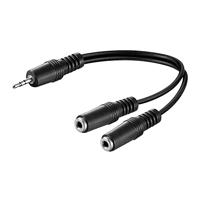 LogiLink CA1046 Jackplug Audio Aansluitkabel [1x - 2x ] 0.20 m Zwart (mat) - thumbnail