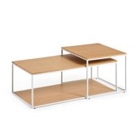 Kave Home Salontafel 'Yoana' Eikenhout, Set van 2 stuks, kleur Wit - thumbnail