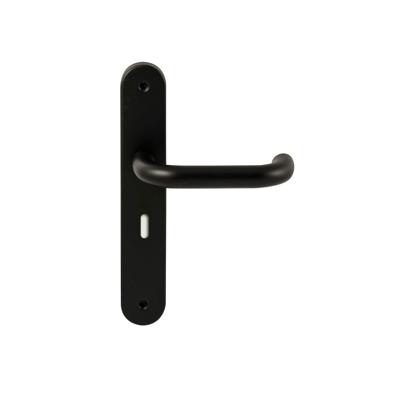 Hardbrass Deurkruk Stockholm op ovaal langschild sleutelgat 56mm - zwart