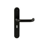 Hardbrass Deurkruk Stockholm op ovaal langschild sleutelgat 56mm - zwart - thumbnail