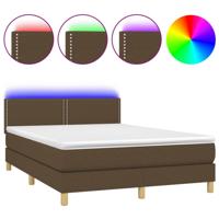 Boxspring met matras en LED stof donkerbruin 140x190 cm - thumbnail