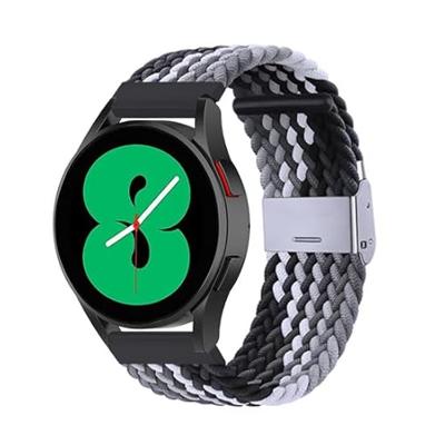 By Qubix - Compatible met Garmin Venu 2 / Garmin Venu 3 - Braided nylon bandje - Grijs/zwart - Compatible Garmin bandje - Bandbreedte: 22mm